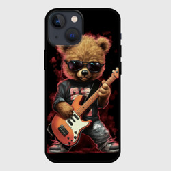 Чехол для iPhone 13 mini Плюшевый медведь музыкант  с гитарой