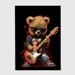Постер Плюшевый медведь музыкант  с гитарой
