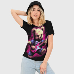 Женская футболка 3D Slim Плюшевый медведь  музыкант с гитарой - фото 2