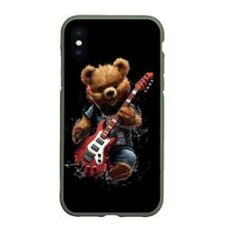 Чехол для iPhone XS Max матовый Большой плюшевый медведь играет  на гитаре