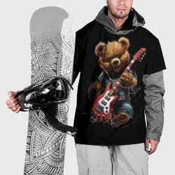 Накидка на куртку 3D Большой плюшевый медведь играет  на гитаре