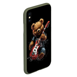Чехол для iPhone XS Max матовый Большой плюшевый медведь играет  на гитаре - фото 2