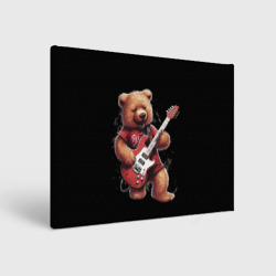 Большой плюшевый медведь  играет на гитаре – Холст прямоугольный с принтом купить