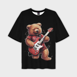 Большой плюшевый медведь  играет на гитаре – Мужская футболка oversize 3D с принтом купить со скидкой в -50%