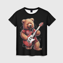 Большой плюшевый медведь  играет на гитаре – Женская футболка 3D с принтом купить со скидкой в -26%