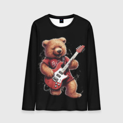 Большой плюшевый медведь  играет на гитаре – Мужской лонгслив 3D с принтом купить со скидкой в -20%