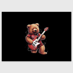 Большой плюшевый медведь  играет на гитаре – Поздравительная открытка с принтом купить