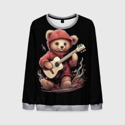 Мужской свитшот 3D Большой плюшевый  медведь играет на гитаре