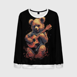 Мужской свитшот 3D Большой  плюшевый медведь играет на гитаре