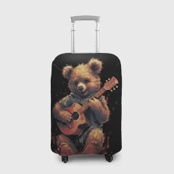 Чехол для чемодана 3D Большой  плюшевый медведь играет на гитаре