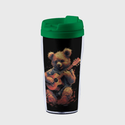 Термокружка-непроливайка Большой  плюшевый медведь играет на гитаре