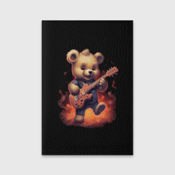 Обложка для паспорта матовая кожа Плюшевый медведь играет на гитаре
