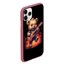 Чехол для iPhone 11 Pro Max матовый Плюшевый медведь играет на гитаре - фото 2