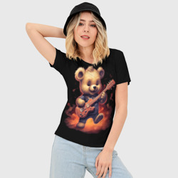 Женская футболка 3D Slim Плюшевый медведь играет на гитаре - фото 2