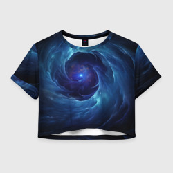 Темный синий космический мистический фон – Женская футболка Crop-top 3D с принтом купить