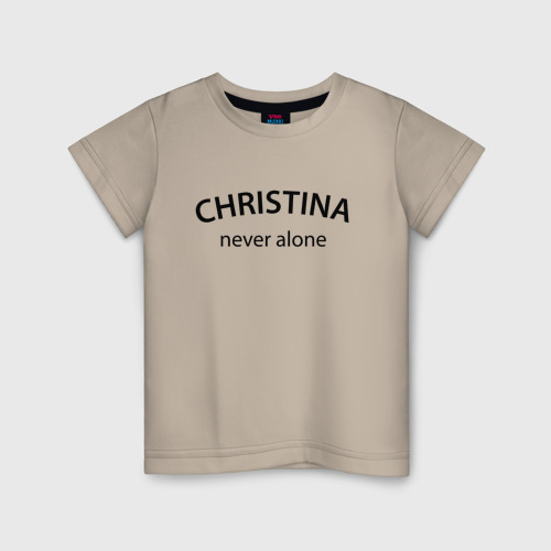 Детская футболка хлопок Christina never alone - motto, цвет миндальный