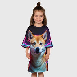 Детское платье 3D Сиба ину и неоновые провода - фото 2