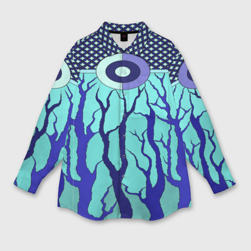 Женская рубашка oversize 3D Turquoise abstraction, цвет белый