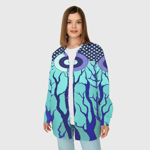 Женская рубашка oversize 3D Turquoise abstraction, цвет белый - фото 3