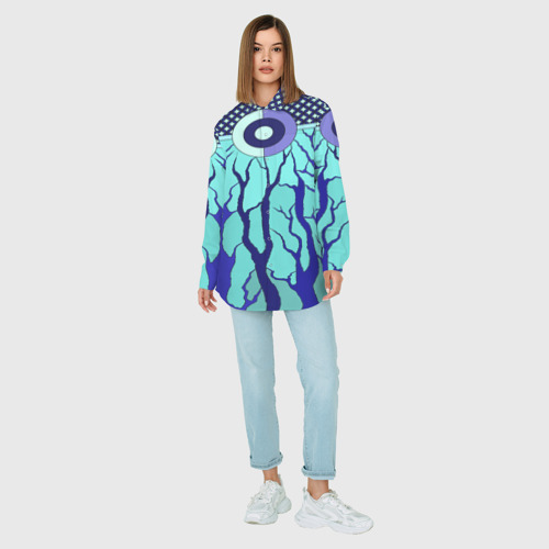 Женская рубашка oversize 3D Turquoise abstraction, цвет белый - фото 5