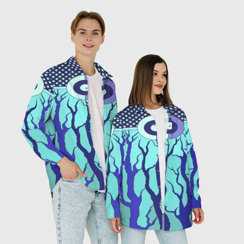 Женская рубашка oversize 3D Turquoise abstraction, цвет белый - фото 6