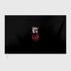 Флаг 3D Французский бульдог в очках с сигарой на черном