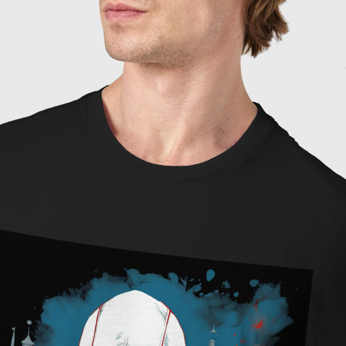 Мужская футболка хлопок с принтом Assassin's creed белый кинжал, фото #4