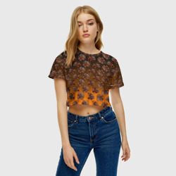 Женская футболка Crop-top 3D Паттерн клыкастых рыб - фото 2