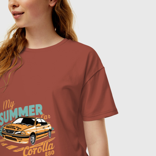 Женская футболка хлопок Oversize My Summer Car Toyota Corolla, цвет кирпичный - фото 3