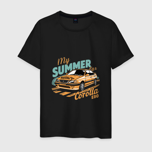 Мужская футболка хлопок с принтом My Summer Car Toyota Corolla, вид спереди #2