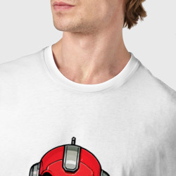 Футболка с принтом The Red robot для мужчины, вид на модели спереди №4. Цвет основы: белый