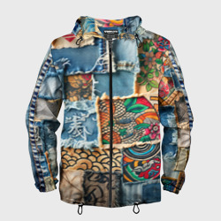 Мужская ветровка 3D Японские мотивы на дениме
