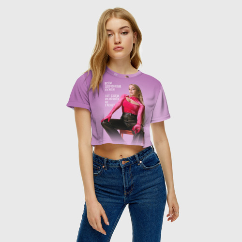 Женская футболка Crop-top 3D Валя Карнавал , цвет 3D печать - фото 3