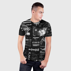 Мужская футболка 3D Slim Паттерн киберинтерфейса - фото 2