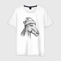Лошадка новогодняя – Мужская футболка хлопок с принтом купить со скидкой в -20%