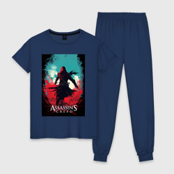 Женская пижама хлопок Assassin's creed red blue abstract 