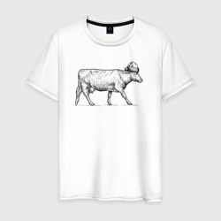 Мужская футболка хлопок Корова новогодняя