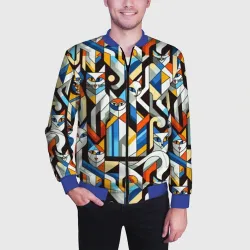 Мужской бомбер 3D Узор с котами - фото 2