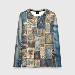 Мужской лонгслив 3D Татуировки племени майя пэчворк