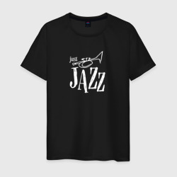 Just jazz in white – Мужская футболка хлопок с принтом купить со скидкой в -20%