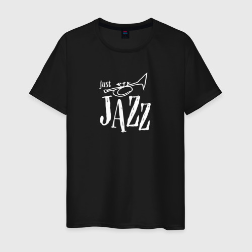 Мужская футболка хлопок Just jazz in white, цвет черный