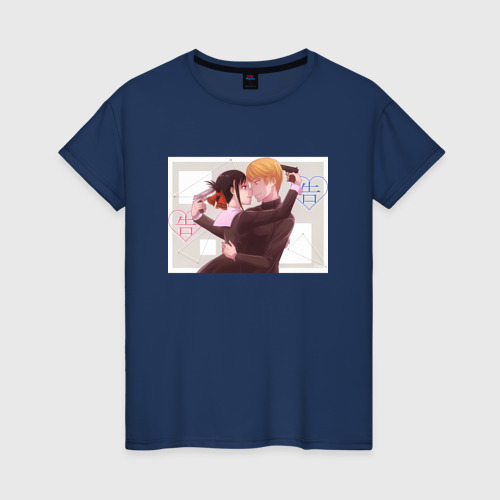 Женская футболка хлопок Миюки Сироганэ в любви как на войне , цвет темно-синий