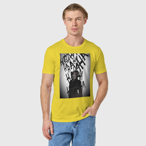 Мужская футболка хлопок Тетрадь смерти - смех Ягами Лайта: ха-ха, цвет желтый - фото 3