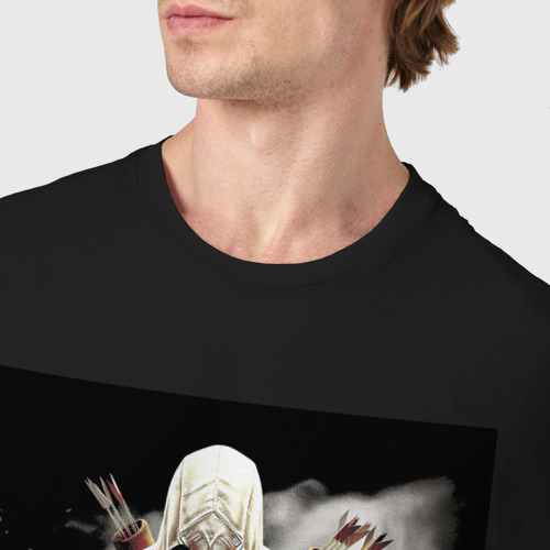 Мужская футболка хлопок Assassin's creed белый туман, цвет черный - фото 6