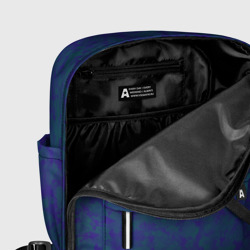 Рюкзак с принтом Камуфляж  синий с зелеными пятнами для женщины, вид на модели спереди №5. Цвет основы: белый