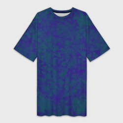 Платье-футболка 3D Камуфляж  синий с зелеными пятнами