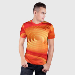 Мужская футболка 3D Slim Оранжевые объемные круги - фото 2
