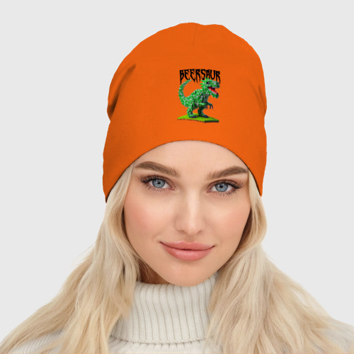 Женская шапка демисезонная Beerzaur - meme ai art, цвет оранжевый - фото 3