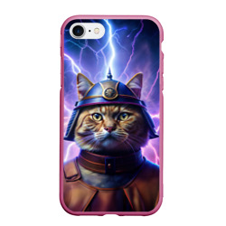 Кот в шлеме и неоновая гроза – Чехол для iPhone 7/8 матовый с принтом купить