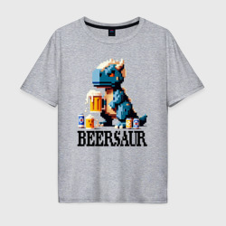 Мужская футболка хлопок Oversize Пивозавр - пиксель арт нейросеть